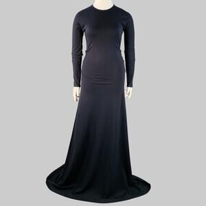 JIL SANDER Size 10 Navy Viscose Blend Ruched Long Evening Gown